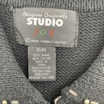 Vtg Size PM Petite Sweater Vest Snowflakes Full Zip Up Black Christmas Woman's Photo 8