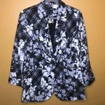 Denim 24/7 Black White Floral Blazer, 14W Size undefined Photo 0