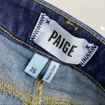 Paige  Dark Wash Raw Hem Low Rise Bermuda Shorts Photo 2