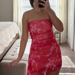 Floral Print Strapless Bodycon Mini Dress Pink Photo 0