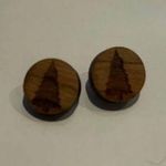 Wooden Tree Stud Earrings Brown Photo 0