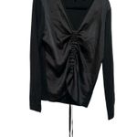 Ted Baker Womens London Black Ruched Top Shirt Wool Blend Stretch Knit Size 4 Photo 0