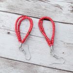 Vintage Earrings Beaded Red Dangle for Pierced Ears Photo 2