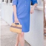 J. McLaughlin  Shirt Dress Size SM Blue Shift Pockets Classic Minimalist Preppy Photo 1