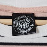 Santa Cruz  Skateboards Striped T-Shirt Womens Size S Long Sleeve Pink Black Photo 6