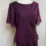 Vintage Chiffon Midi Evening Dress Woman’s Size 12 Purple Plum Wedding Tea Event Photo 2