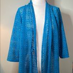 Blue Crochet Cardigan with Button Closure Size XL Photo 2