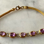 Dee Berkley Gold Over Sterling Silver Amethyst And Diamond Mesh Bracelet 7.25” Photo 0