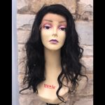 100% Human hair Long Loose curls Natural Black Wig Photo 2