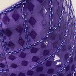 Vintage 90s Y2k Silk Beaded Sequin Gown Halter Neck Low Back Formal Prom Purple Size XS Photo 7