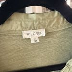 Anthropologie  Pilcro Long-Sleeve V-Neck Ruffled Babydoll Top Moss Green Size M Photo 1