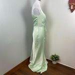 Mac Duggal  Pistachio Satin Ruffled Asymmetrical Gown Size 8 67815 Pastel Photo 3