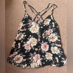 American Eagle  XS Floral Black and Pink Strappy Flowy Tank Top Photo 0