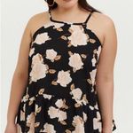 Torrid Georgette Black Floral Sleeveless Drop Waist Flowy Tank Top | Size 4X Photo 0
