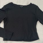 Black Women's Ribbed Long Sleeve Top Size L Photo 0