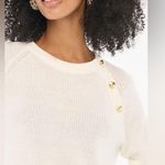 J. CREW | Ivory Gold Button Raglan Crewneck Sweater Long Sleeve Knit | S Photo 1