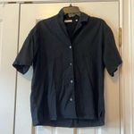 Rebecca Taylor  Black Linen Cabana Short Sleeve Button Front Shirt Size Small Photo 1