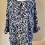 Cathy Daniels NWT!  3/4 Sleeve Zip Neckline Top Med Photo 0