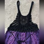 Free People Women’s Purple Silk Open-Crocheted Top Tie-Back Size Small Photo 3