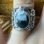 Natural White Buffalo Sterling Silver Ring Size 7 Black Photo 0