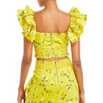Alice + Olivia  Shanae Floral Smocked Crop Top Yellow Ruffle Sleeves Size L NWT Photo 1