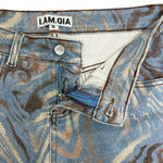 I am gia I.AM.GIA Calee Pant Flare Wide Leg High Waisted Jeans Printed Size S Photo 6