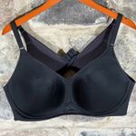 Cacique Lightly Lined No Wire Black Bra 44C Adjustable Straps Comfort Back Close Photo 2