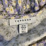 Topshop  Jacquard Fluted Long Sleeve Mini Dress size 10 Lilac Floral Print Photo 9