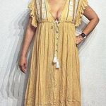 Free People Bali Will Wait For You Embroidered Midi Dress Sz L Photo 0