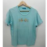 Fresh Produce  Womens Tee Size Small Blue Fish Aquatic Cotton Coastal Beach Shirt Photo 0