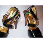 New $229 Womens Heels Report Black Patent Leather 8 Shoes Sandals Beautiful Cool Photo 4