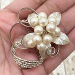 Vintage Unsigned Faux Pearl 3D Flower Brooch Photo 1