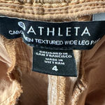 Athleta Cabo Wide Leg Pants Womens 4 Orange/Brown Linen Textured Drawstring Photo 4
