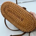 Vintage Handmade Wicker Basket and Leather Crossbody Bag Brown Photo 6