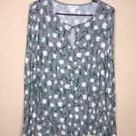 Liz Claiborne  Women’s Floral Print Keyhole Button-Closure Long Sleeve Blouse Photo 0
