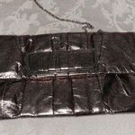 Kate Landry Shiny Platinum Pleated Clutch Chain Crossbody or Shoulder 10X6 Photo 0