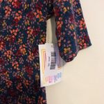 LuLaRoe Dress Julia Navy w/ Leaf & Floral Pattern XS BNWT Short Slv Pencil Skirt Photo 2