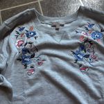 Woman Within  Gray Floral Sweater Photo 2