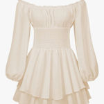 Off the shoulder ruffle romper dress Tan Size XL Photo 0