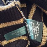 Ralph Lauren Lauren Striped Turtleneck Sweater Small Black Gold Ribbed Knit Photo 4