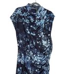 Anthropologie Maya Blue Floral Print Ruched Mesh Cowl Neck Midi Dress Photo 4
