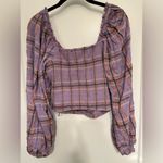 Free People Cherry Bomb cropped purple madras corset top size small petite SP Photo 2