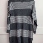 Old Navy  Gray & White Striped Quarter Sleeve V-Neck Sweater Photo 1