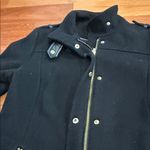Cole Haan Black Wool Leather Trim Trench tailored fit Coat size 12 Photo 13
