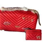 Victoria's Secret Victoria’s Secret Red Decorated Handbag With Card Holder Photo 8