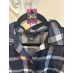 Apostrophe Plaid Button Down Top Womens Medium Sheer Black White Blouse Photo 1