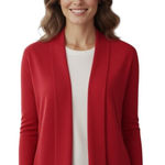 Eileen Fisher Cranberry Red Washable Wool Crepe Cardigan Sweater Size Medium Photo 0