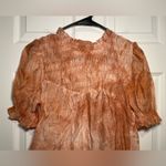 Anthropologie By the River Size Small Orange Peach High Neck Smocked Fall Blouse Photo 2