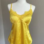 Yellow Satin Lace Trim Cami Top Size XL Photo 1