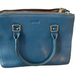 SUSU Women's Teal Blue Leather Satchel Bag with Double‎ Handles Photo 0